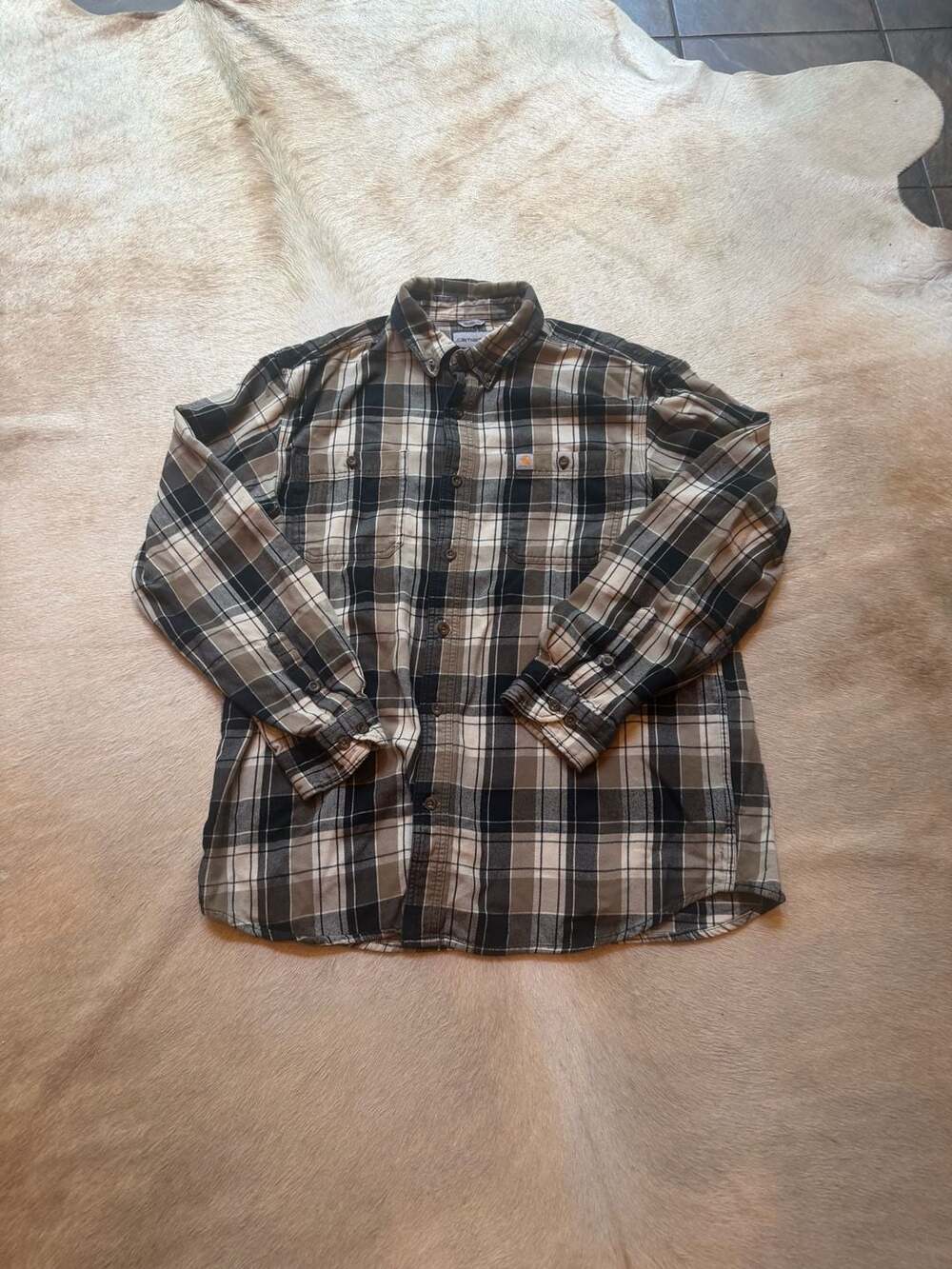 Carhartt Men's Long Sleeve Plaid Flannel Shirt Relaxed Fit Heavy Weight size L